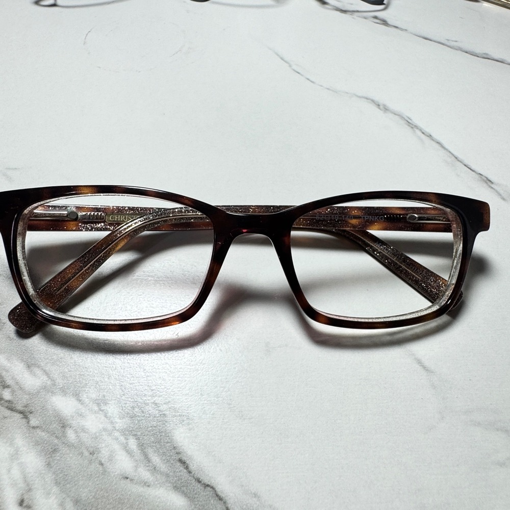 Christian Siriano CV Estelle Tortoise Shell Glitter Eyeglasses Frames 52-19-140